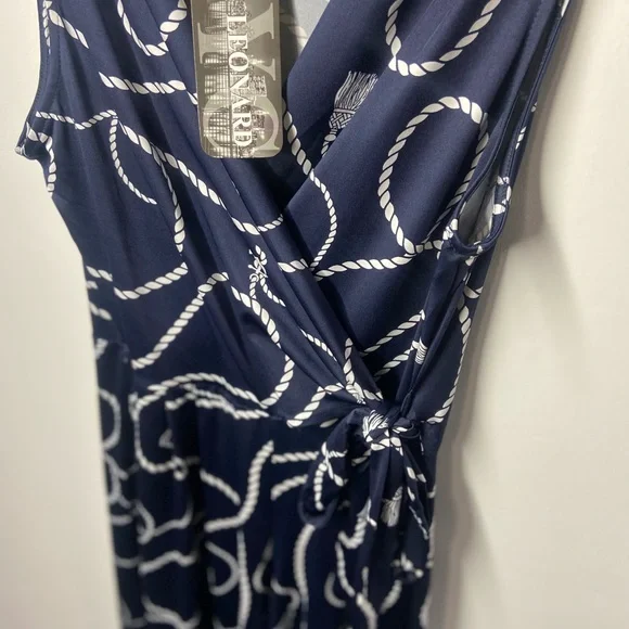 Nina Leonard Navy and White Rope Print Jumpsuit - Picture 6 of 8